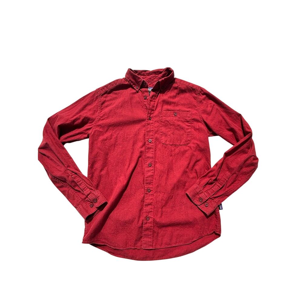 Patagonia Mens Vyosa River Pima Organic Cotton Red Long Sleeve Button Down S
